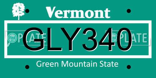 GLY340 Vermont License Plate