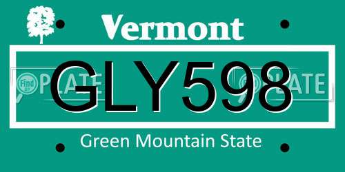GLY598 Vermont License Plate