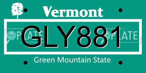 GLY881 Vermont License Plate