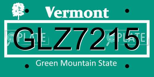 GLZ7215 Vermont License Plate