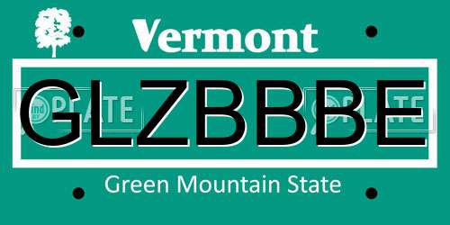 GLZBBBE Vermont License Plate