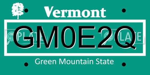 GM0E2Q Vermont License Plate
