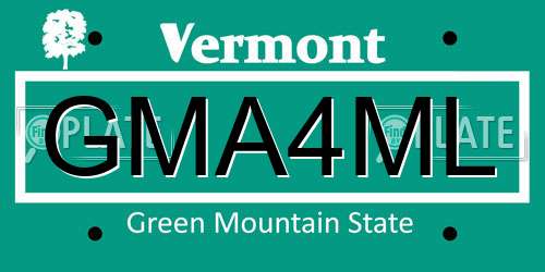 GMA4ML Vermont License Plate