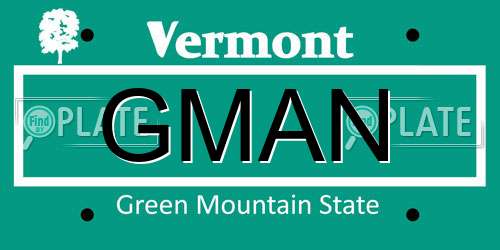 GMAN Vermont License Plate
