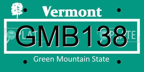 GMB138 Vermont License Plate