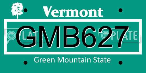 GMB627 Vermont License Plate