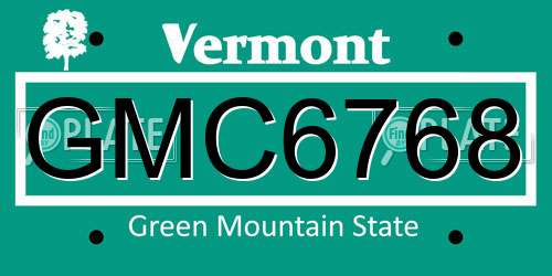 GMC6768 Vermont License Plate
