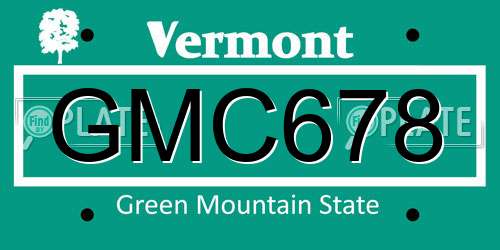 GMC678 Vermont License Plate