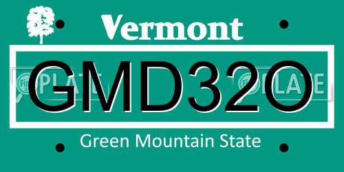 GMD32O Vermont License Plate