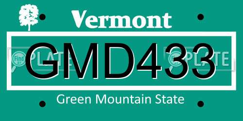 GMD433 Vermont License Plate