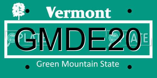 GMDE20 Vermont License Plate