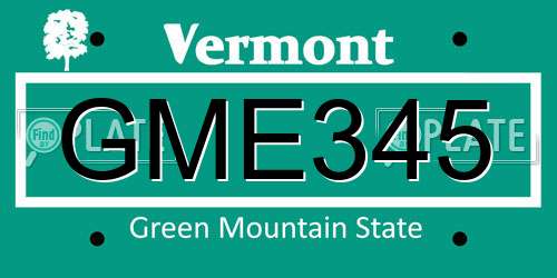 GME345 Vermont License Plate