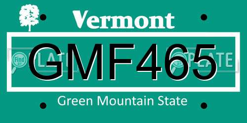 GMF465 Vermont License Plate