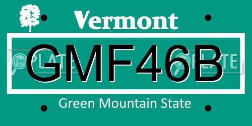 GMF46B Vermont License Plate