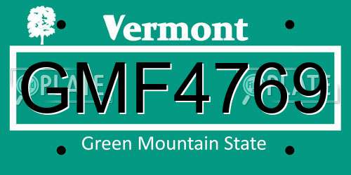 GMF4769 Vermont License Plate