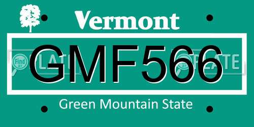 GMF566 Vermont License Plate