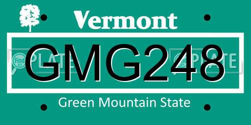 GMG248 Vermont License Plate
