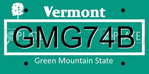 GMG74B Vermont License Plate
