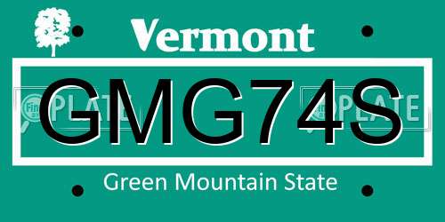 GMG74S Vermont License Plate