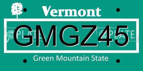 GMGZ45 Vermont License Plate