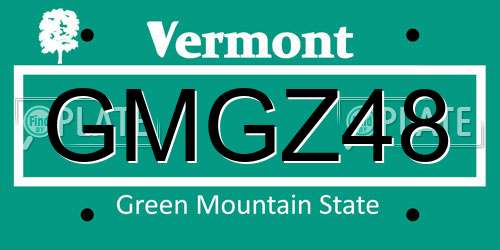 GMGZ48 Vermont License Plate