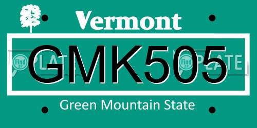 GMK505 Vermont License Plate