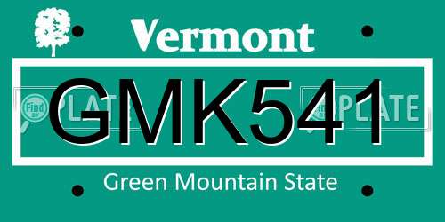 GMK541 Vermont License Plate