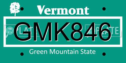 GMK846 Vermont License Plate