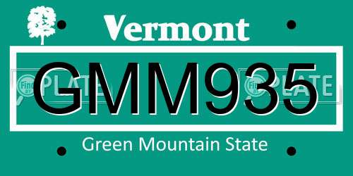 GMM935 Vermont License Plate