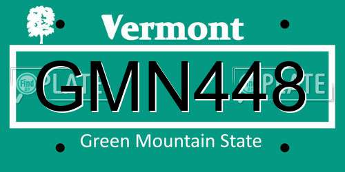 GMN448 Vermont License Plate
