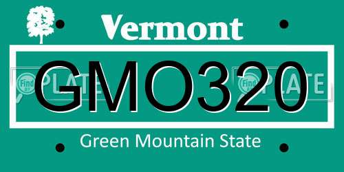 GMO320 Vermont License Plate