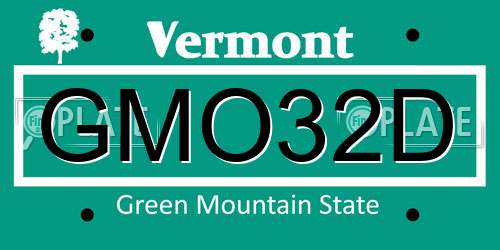 GMO32D Vermont License Plate