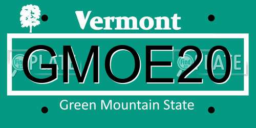 GMOE20 Vermont License Plate