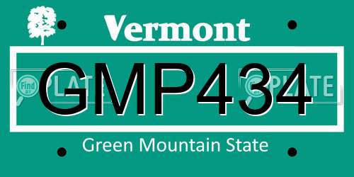 GMP434 Vermont License Plate