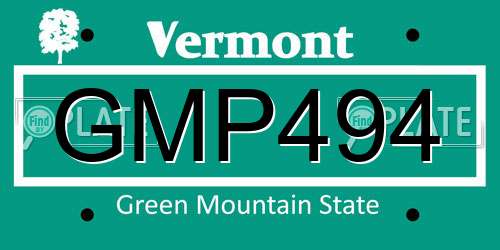 GMP494 Vermont License Plate