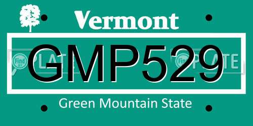 GMP529 Vermont License Plate