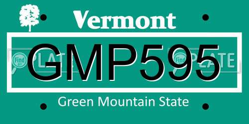 GMP595 Vermont License Plate