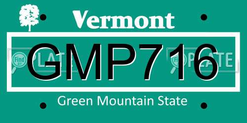 GMP716 Vermont License Plate
