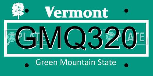 GMQ320 Vermont License Plate