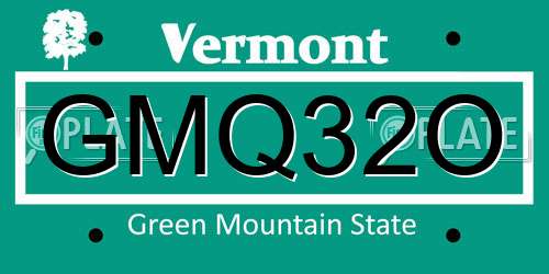 GMQ32O Vermont License Plate