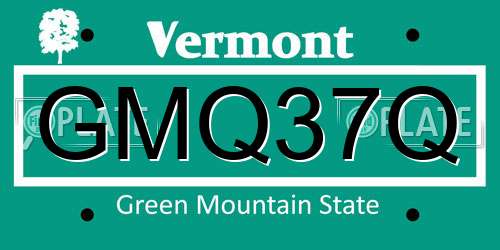 GMQ37Q Vermont License Plate