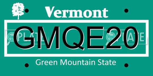 GMQE20 Vermont License Plate