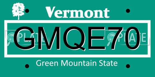 GMQE70 Vermont License Plate