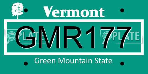 GMR177 Vermont License Plate