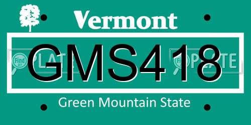 GMS418 Vermont License Plate