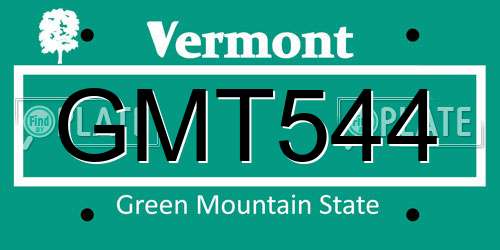 GMT544 Vermont License Plate