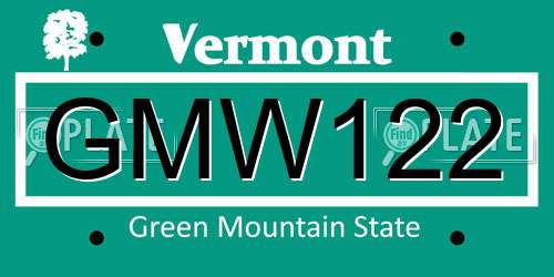 GMW122 Vermont License Plate