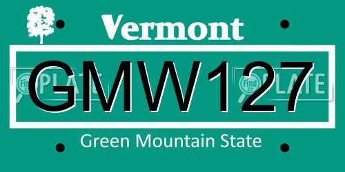 GMW127 Vermont License Plate