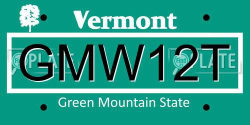 GMW12T Vermont License Plate