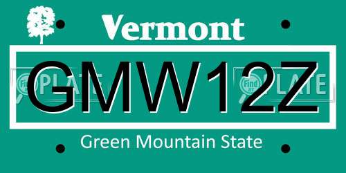 GMW12Z Vermont License Plate